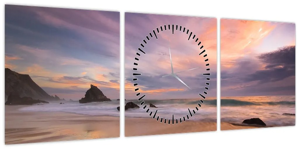 Tablou - Praia da Adraga (cu ceas) (90x30 cm)