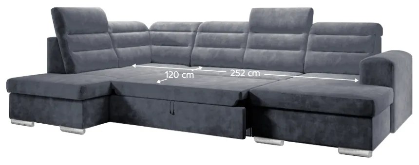Canapea extensibilă, gri închis, stânga, KLOUDY U