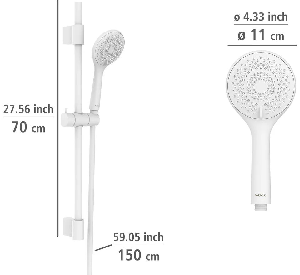 Set de duș alb din oțel inoxidabil 70 cm Watersaving – Wenko