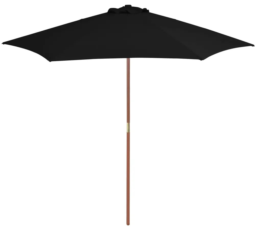 vidaXL Umbrelă de soare de grădină cu stâlp din lemn, negru, 270 cm