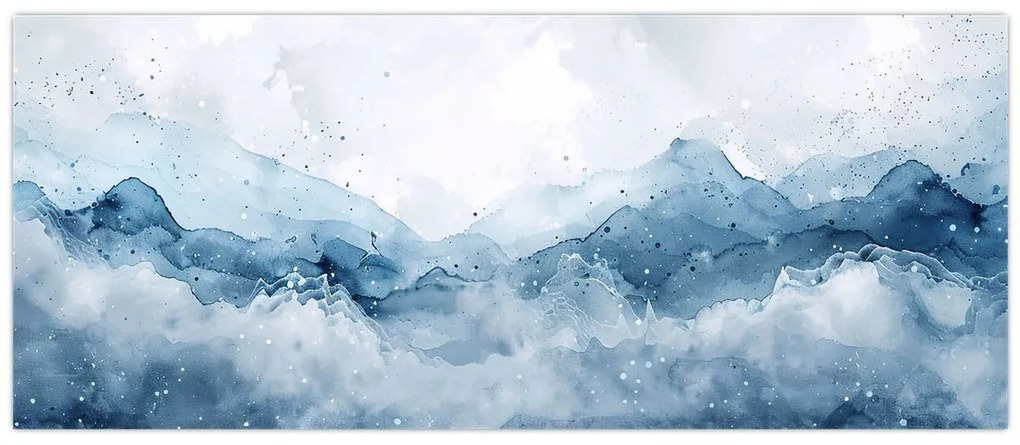 Tablou - Nori și valuri, acuarelă (120x50 cm)
