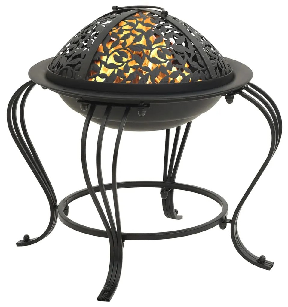 311886 vidaXL Vatră de foc cu vătrai 49 cm oțel