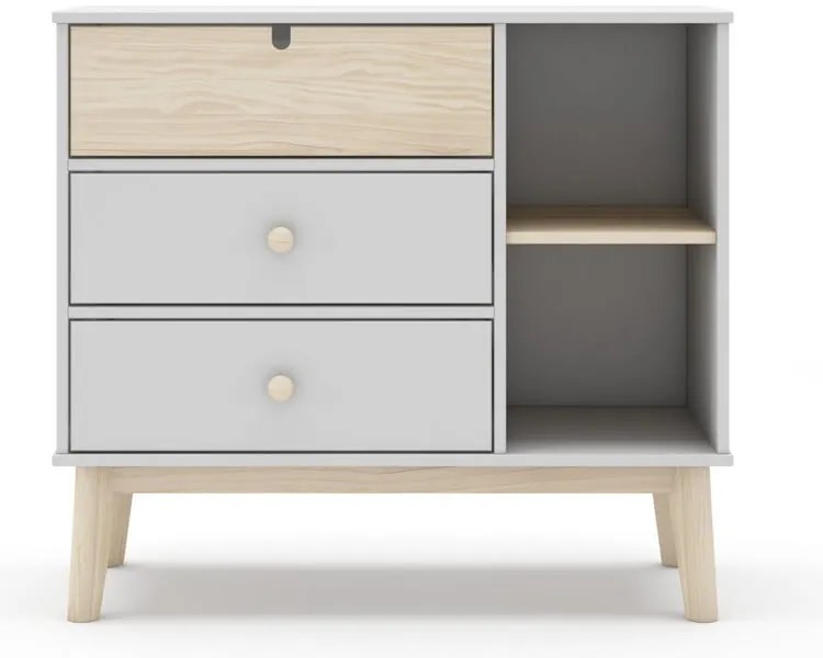 Comodă de copii albă joasă 90x40 cm Estefania – Marckeric