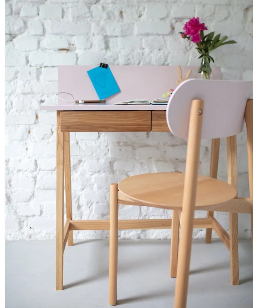 Birou cu bază din lemn de frasin Ragaba Luka, lungime 85 cm, gri