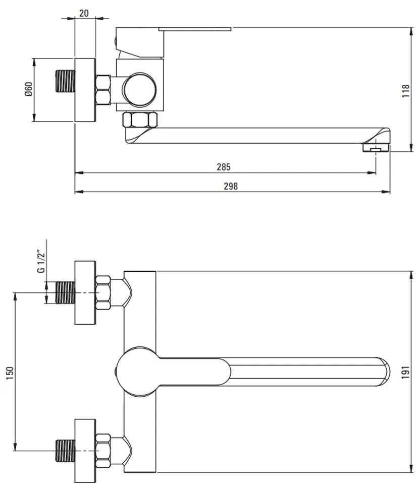 Baterie lavoar crom lucios cu pipa pivotanta 298 mm Deante Lupo 298 mm