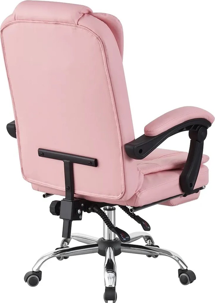 RESIGILATE- Scaun directorial, suport picioare, piele ecologică, Roz
