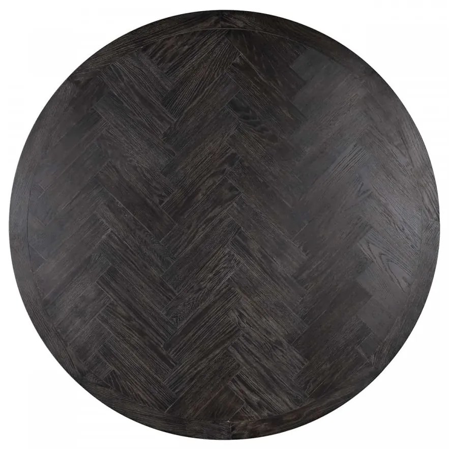 Masa rotunda cu blat din lemn de stejar Blackbone 75 x 140 x 140 cm neagra