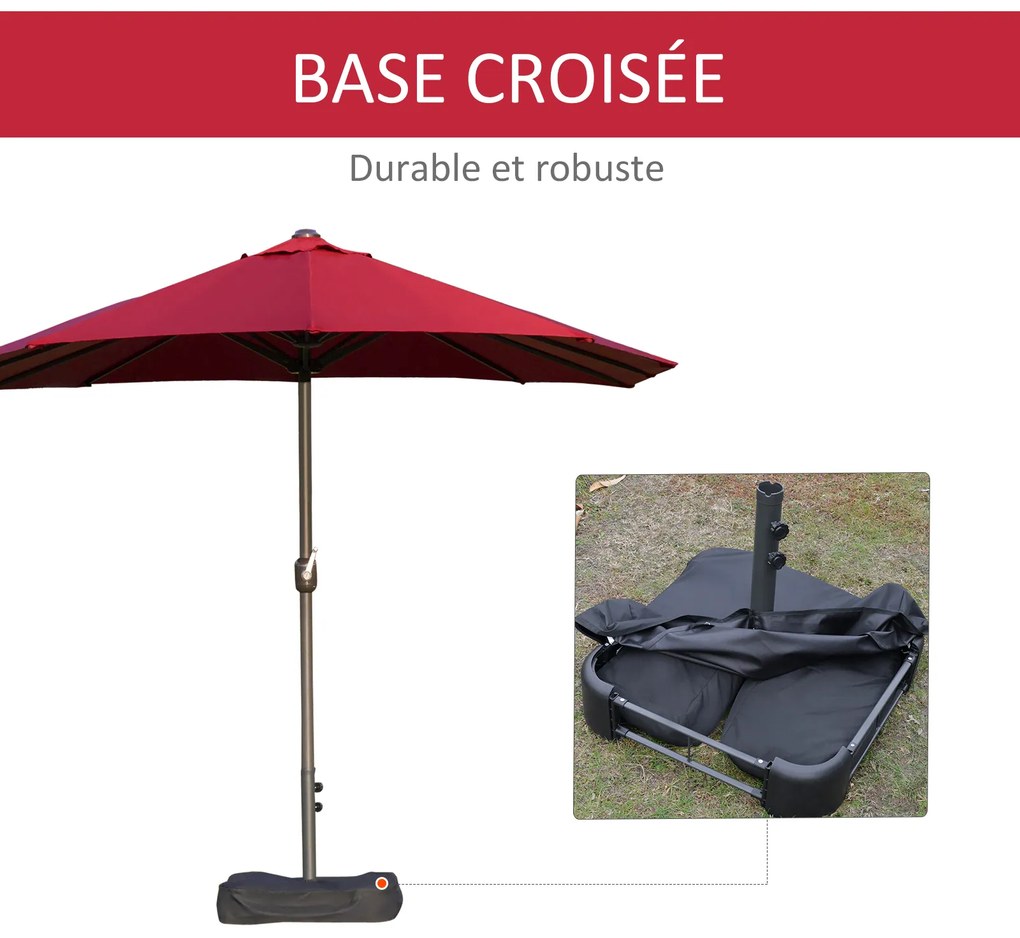 Outsunny Umbrelă de grădină umbrelă dublă rectangulară 4,6 lungime x 2,7 lățime x 2,4 înălțime m cu manivelă de deschidere/închidere, saci de greutate și bază incluse, pentru balcon, piscină, burgund | Aosom Romania