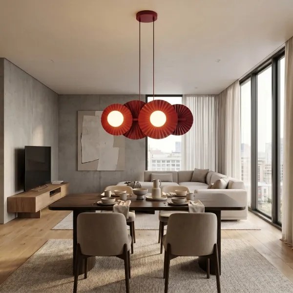 Lustră suspendată pe cablu UMBRA 4xG9/8W/230V roșie