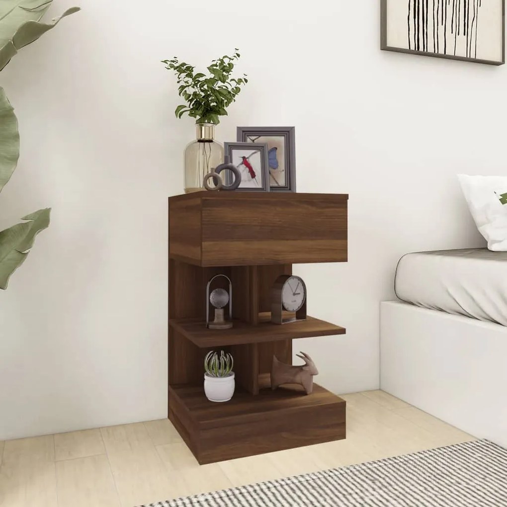 816045 vidaXL Noptieră, stejar maro, 40x35x65 cm, lemn prelucrat
