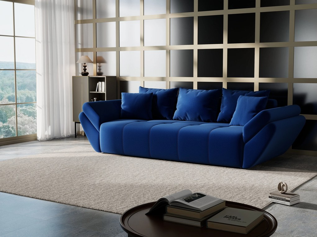 Canapea extensibilă dumonde cu ladă de depozitare si sezut confortabil din spuma high-density, Berlin Royal Blue 250x100 cm