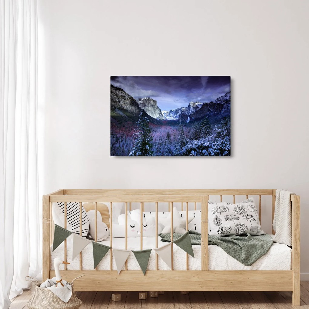Tablou cu peisaj montan iarna (90x60 cm)
