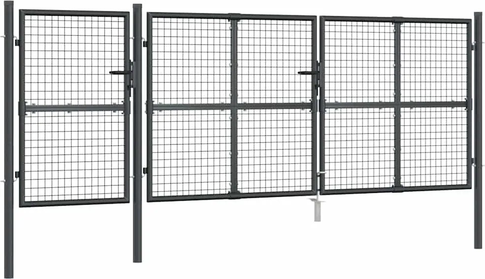 vidaXL Poartă de grădină cu plasă, antracit, 400x125 cm, oțel galvanizat