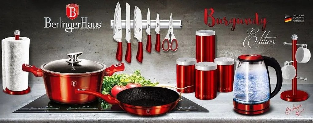 Tavă rotunda cu capac si suprafaţă de marmură, vișiniu,24 cm