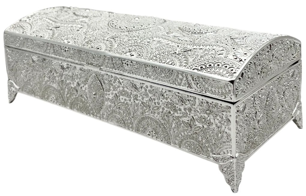 Caseta bijuterii argintata CHLOE, 22x9.5x7cm