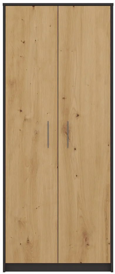 MIX Oliv 2D könyvespolc, irodai szekrény, 74x180x35 cm, antracit-tölgy