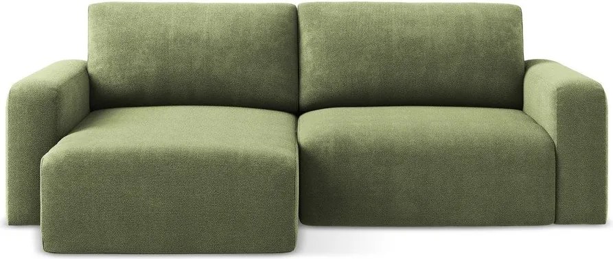 Colțar verde extensibil/cu spațiu de depozitare cu tapițerie din chenille (cu colț pe partea stângă/cu șezlong) Kona – Makamii