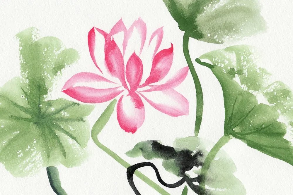 Tablou floare de lotus în acuarelă