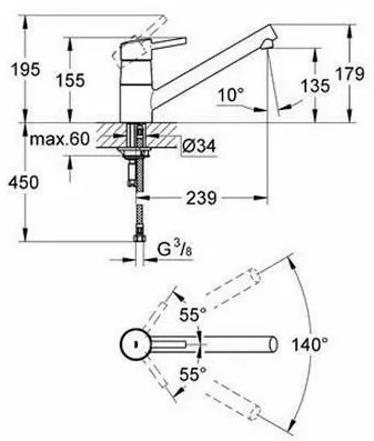Baterie bucatarie Grohe Concetto crom lucios