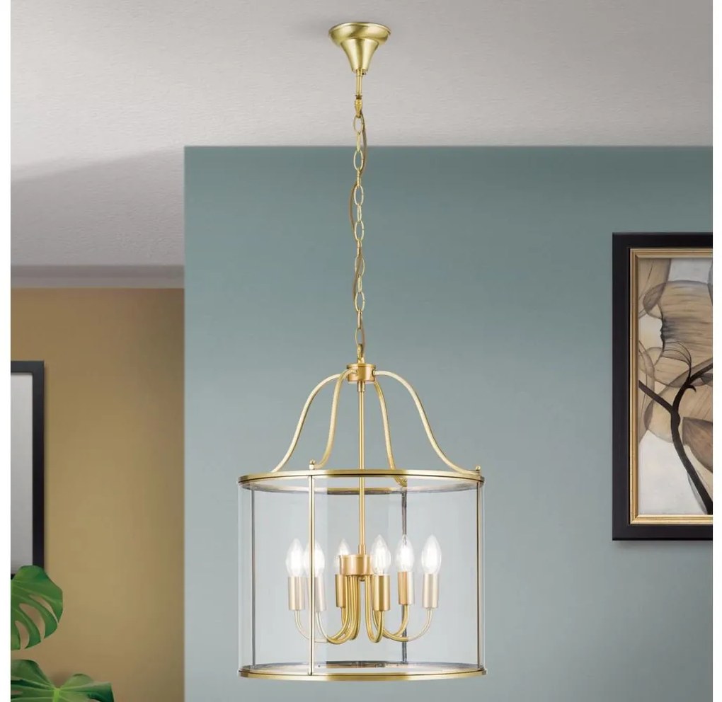 Orion - Candelabru BRUNO cu lanț, 6xE14/40W/230V, diam. 43 cm, auriu