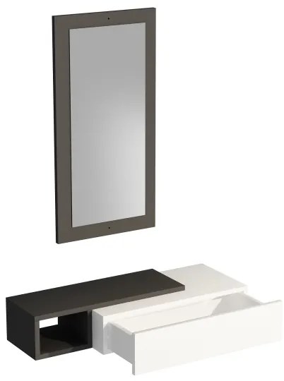 Raft de perete + oglindă de perete VIEN alb/antracit