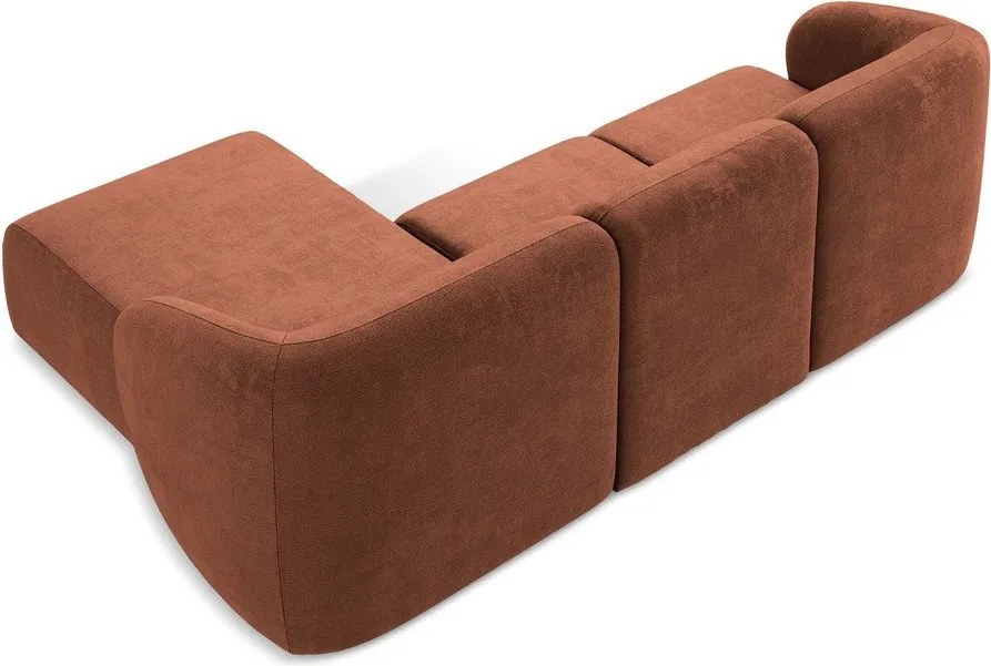 Colțar teracotă cu tapițerie din chenille (cu colț pe partea dreaptă/cu șezlong) Lani – Makamii