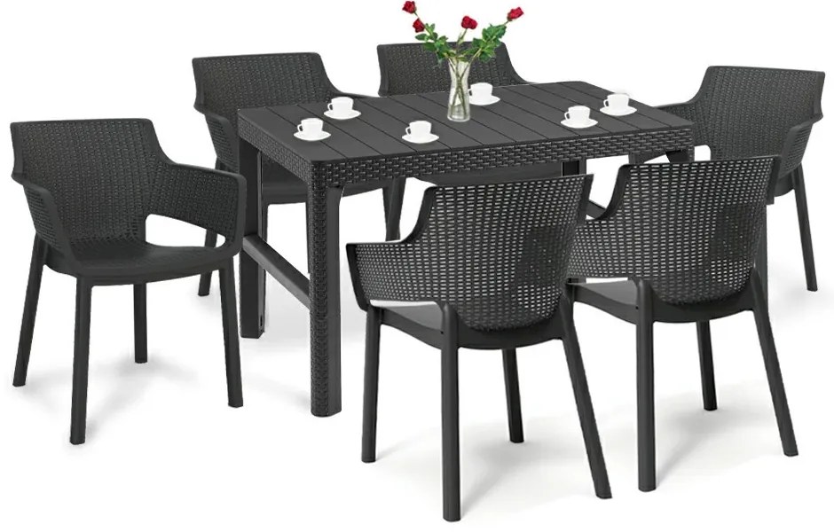 Set mobilier de grădină Evyon 6+1, grafit