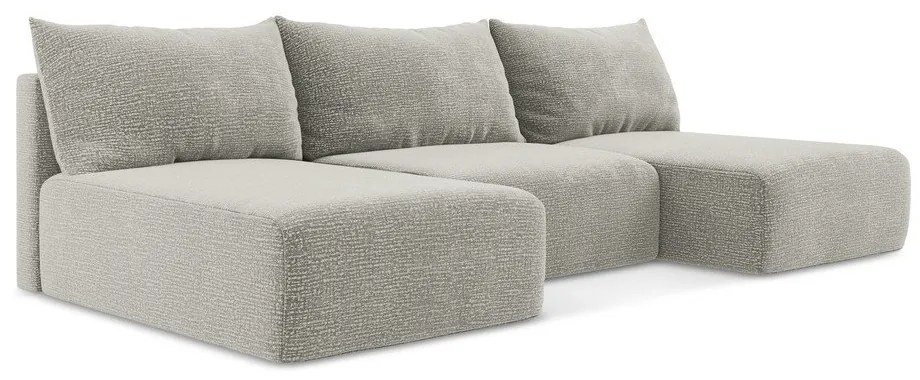 Colțar gri deschis extensibil/cu spațiu de depozitare Kalena – Makamii