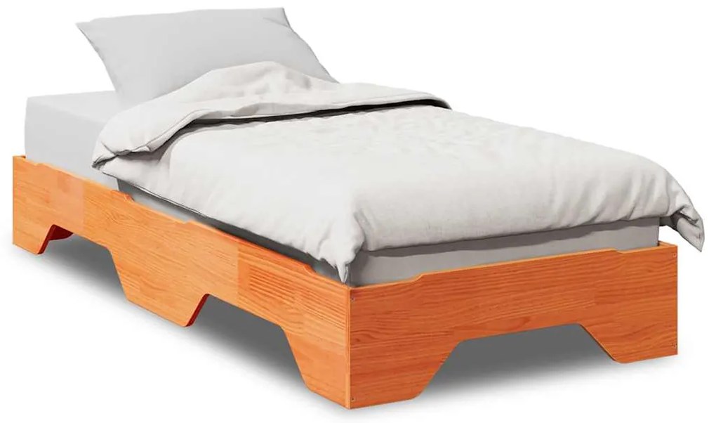 vidaXL Cadru pat fără saltea ceară stivuită maro 100x200 cm lemn masiv