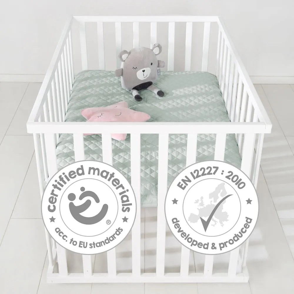 Țarc pentru copii alb cu roți 100x75 cm Style – Roba