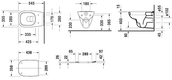 Duravit 45350900A1 - WC suspendat D-CODE cu capac, ceramică/alb lucios