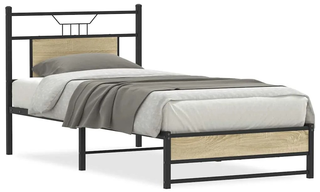 vidaXL Cadru pat fără saltea, stejar sonoma 75x190 cm lemn prelucrat