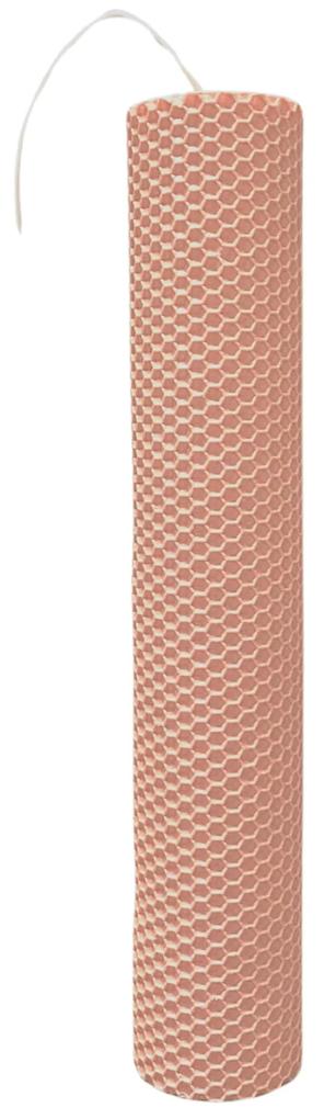 Lumanare naturala fagure din Ceara de Albine colorata - Roz pudra H25 3.5 cm 3,5 cm, 25 cm, Roz pudra