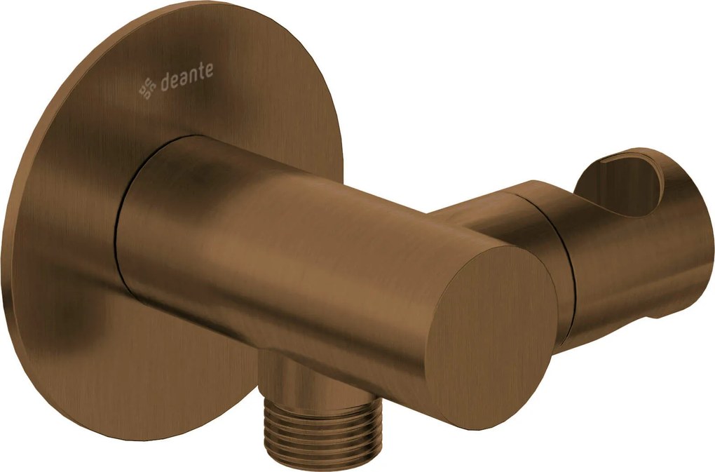 Racord unghiular pentru furtun de dus, cu suport, bronz, Deante Silia Bronz