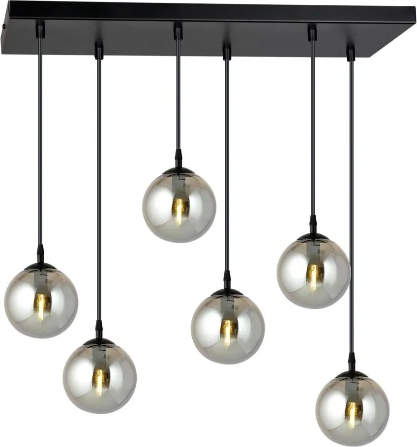 Lustră pe cablu COSMO 6xE14/10W/230V negru/negru fumuriu