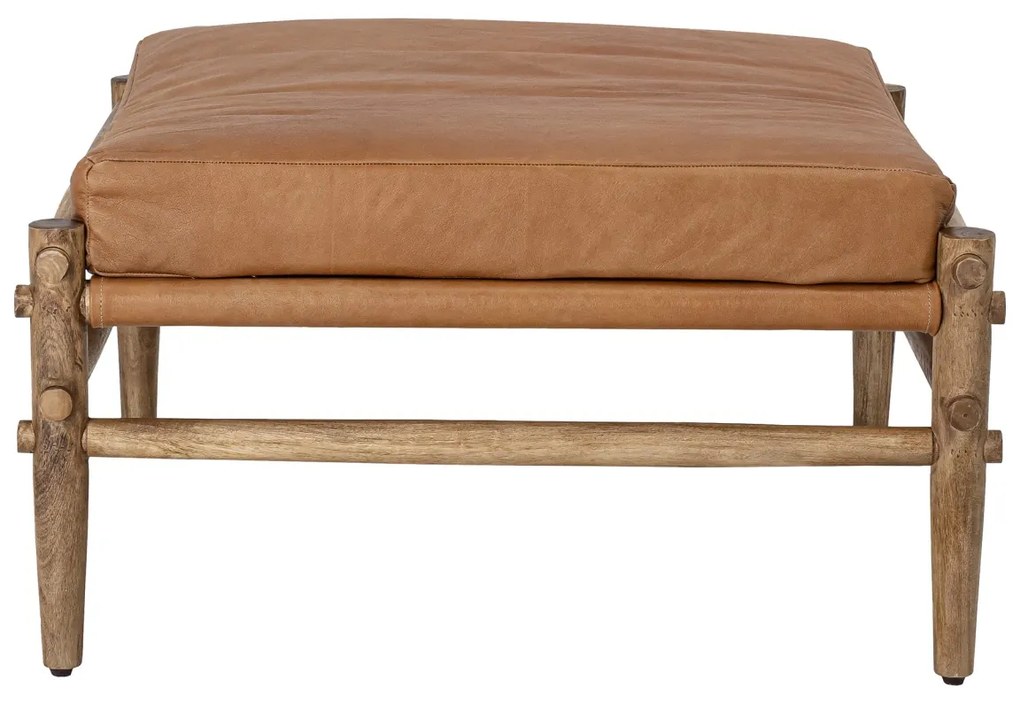 Taburet din piele de bivol și lemn de mango, natur, L84 cm, Aysia