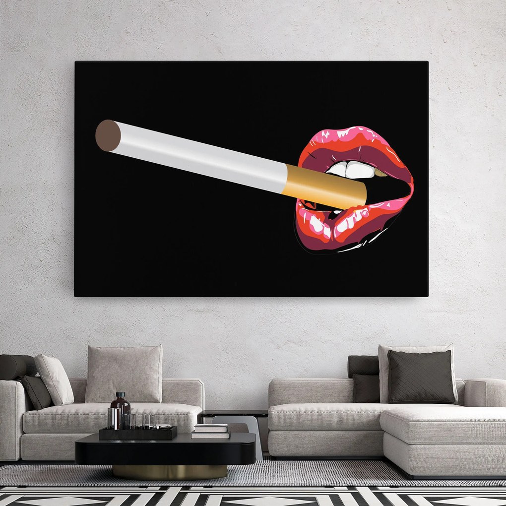 Tablou Canvas, 40x60cm, Dormitor si Living, Femei, Lips, Lips Smoking