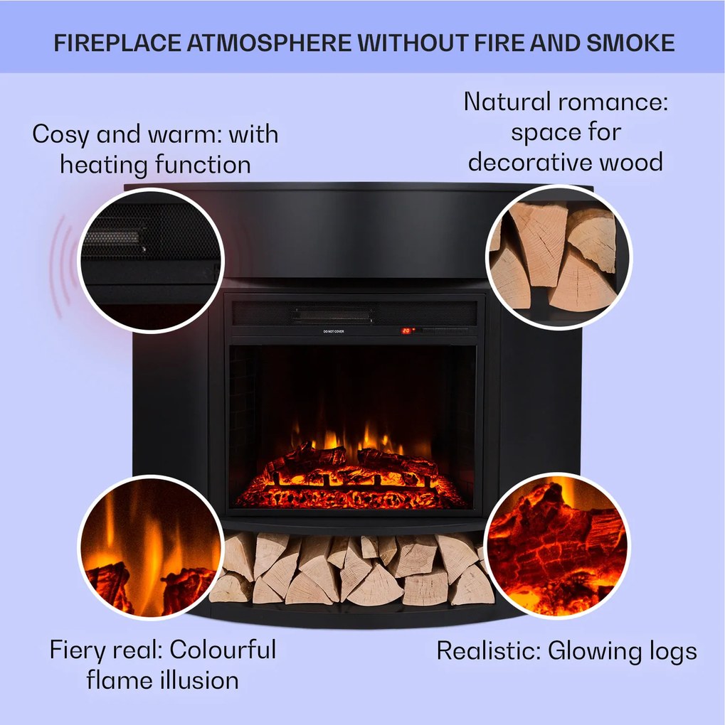 Klarstein Loloru Electrokamin Electrokamin Heizlüfter 900/1800W Wochentimer Fernbedienung