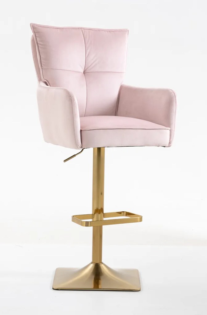 HR250KW Scaun Catifea Roz Pudra Bază Aurie