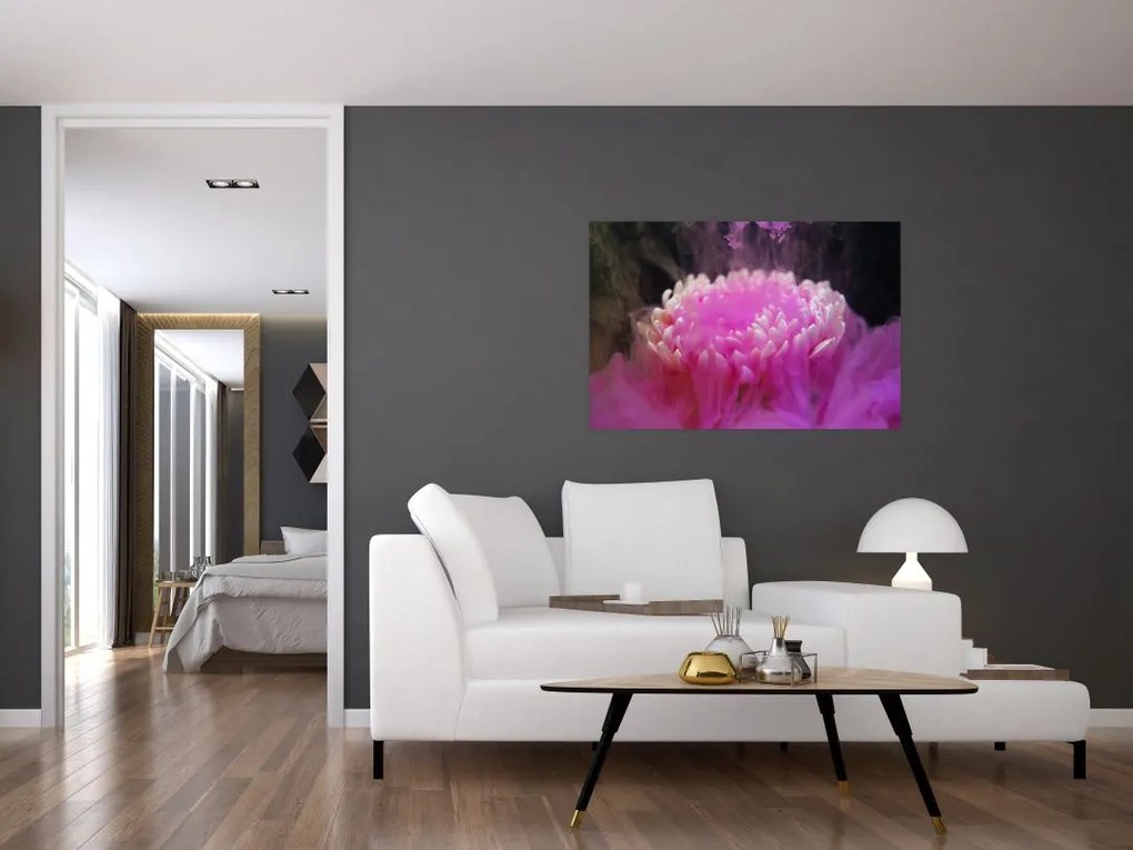 Tablou cu floare în fum roz (90x60 cm)