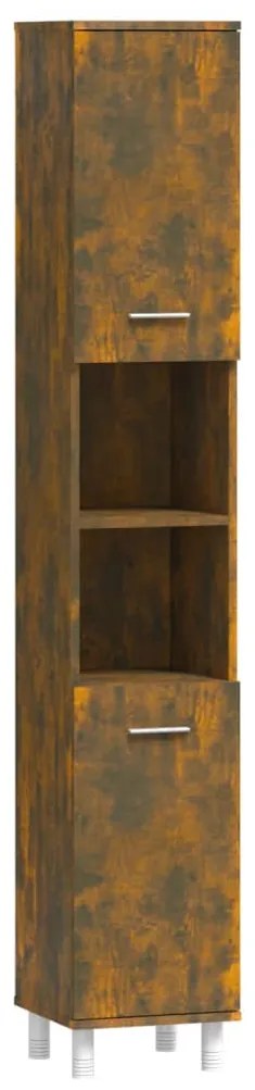 vidaXL Dulap de baie, stejar fumuriu, 30x30x179 cm, lemn prelucrat