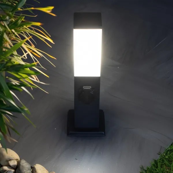 Brilagi - Lampă de exterior cu 2 prize SCHUKO NOVA 1xE27/15W/230V 40 cm IP44 neagră