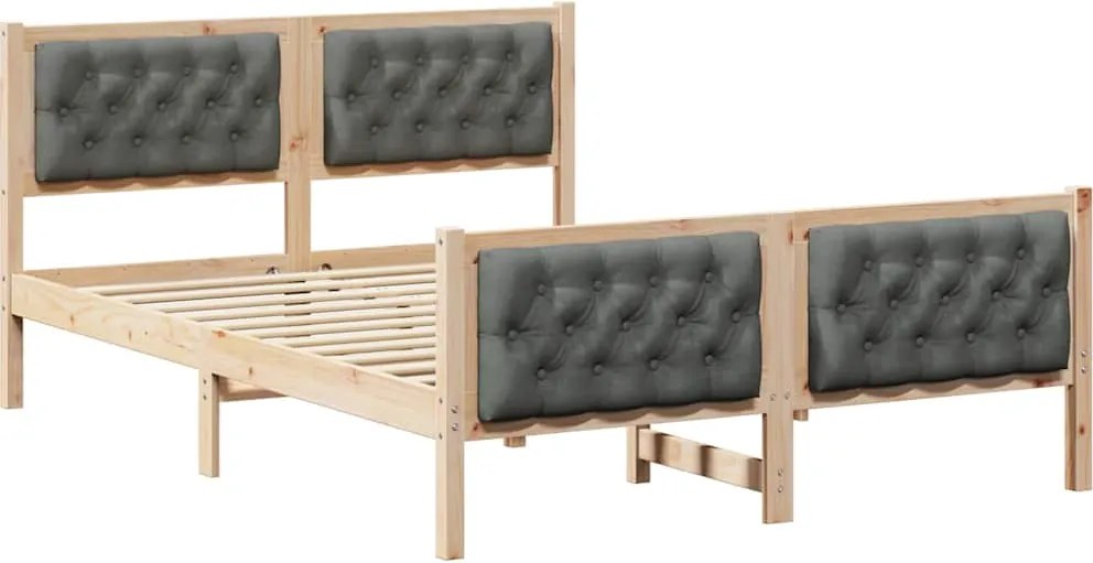 vidaXL Cadru de pat Gri închis 150 x 200 cm Lemn de pin masiv