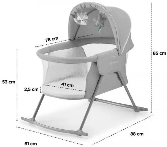 Pătuț 3 în 1 LOVI gri KINDERKRAFT