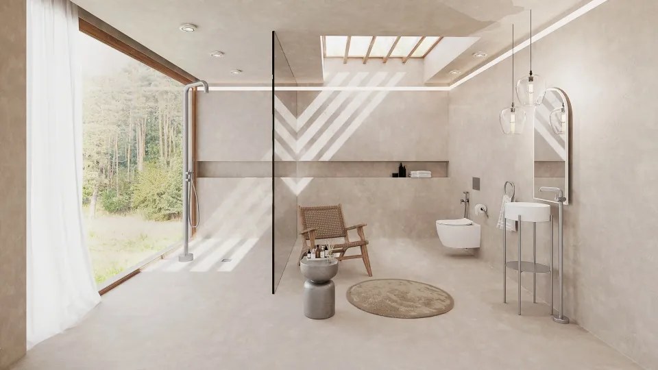 🚿 Coloana de duș freestanding SILIA, pentru grădină sau baie (interior/exterior), finisaj oțel șlefuit – Cod NQS_F4GM