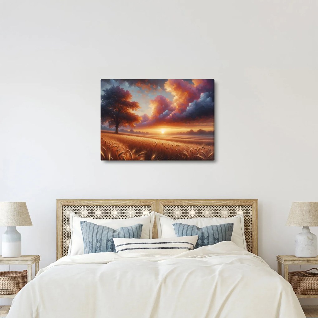 Tablou – Apus de soare pe câmp (70x50 cm)