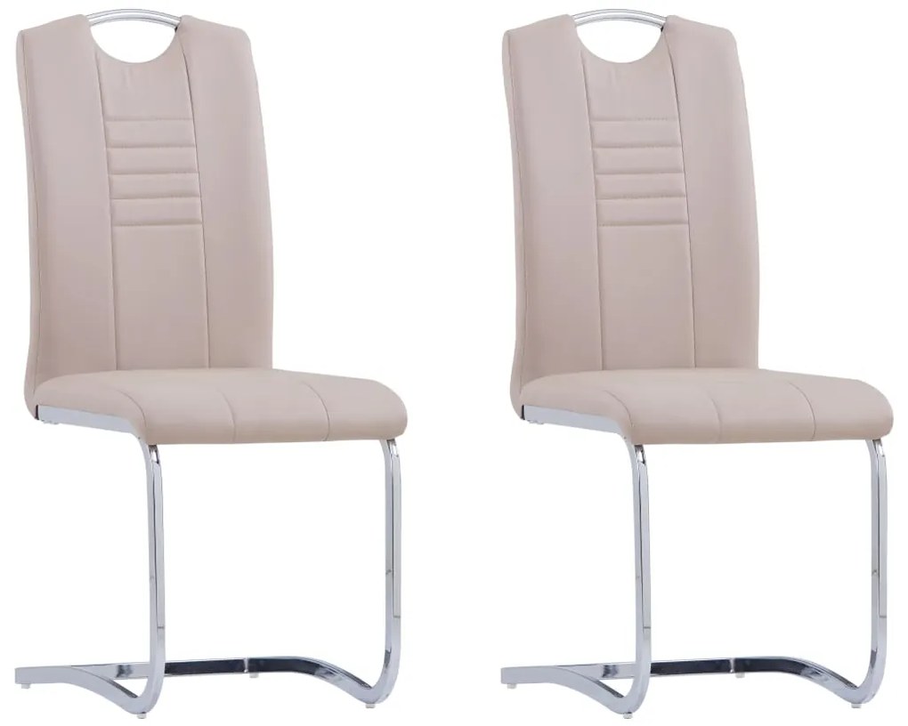 vidaXL Scaune de bucătărie cantilever 2 buc. cappuccino piele eco