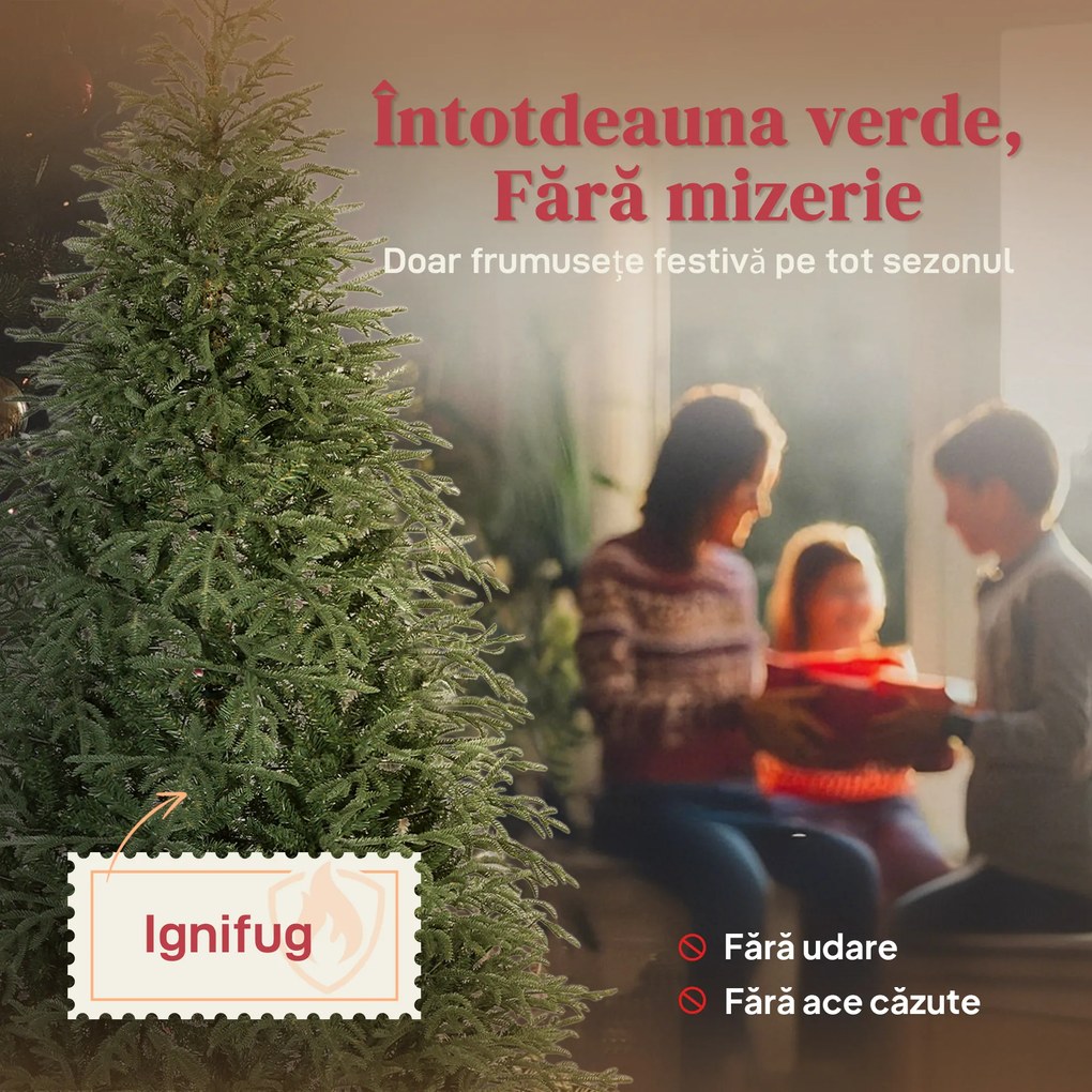 HOMCOM Brad de Crăciun Artificial de 2.1 m, Asamblare Ușoară, Verde | Aosom Romania