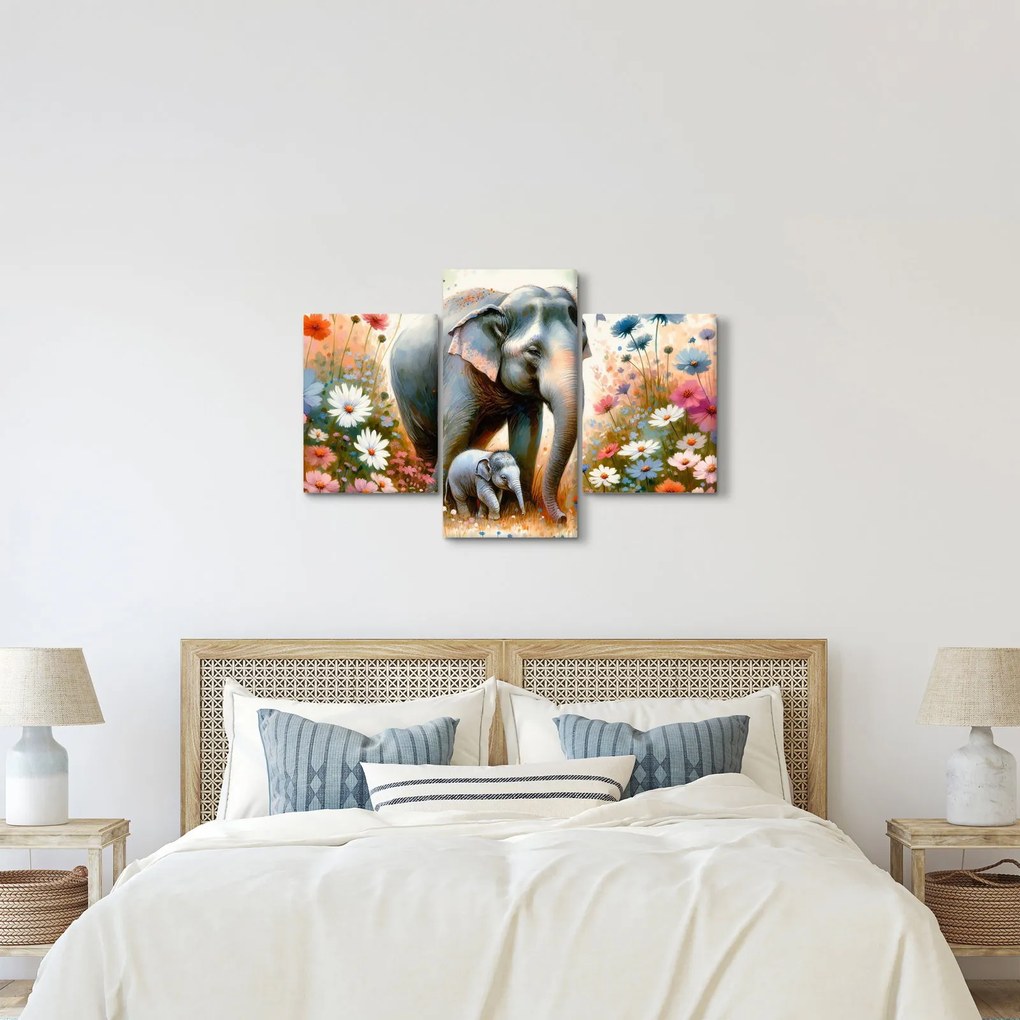 Tablou - Mama elefant, acuarelă (90x60 cm)