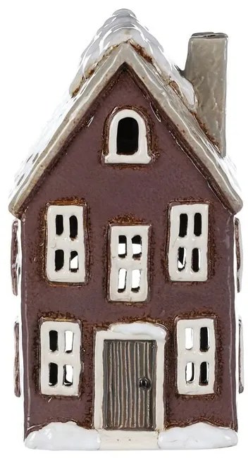 Decorațiuni de Crăciun Căsuță de iarnă cu coș defum, ceramică, violet închis